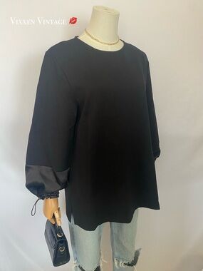 SCAPA LAUREN PERRE MOD 'SILK CUFF BLOUSE' IN BLACK
